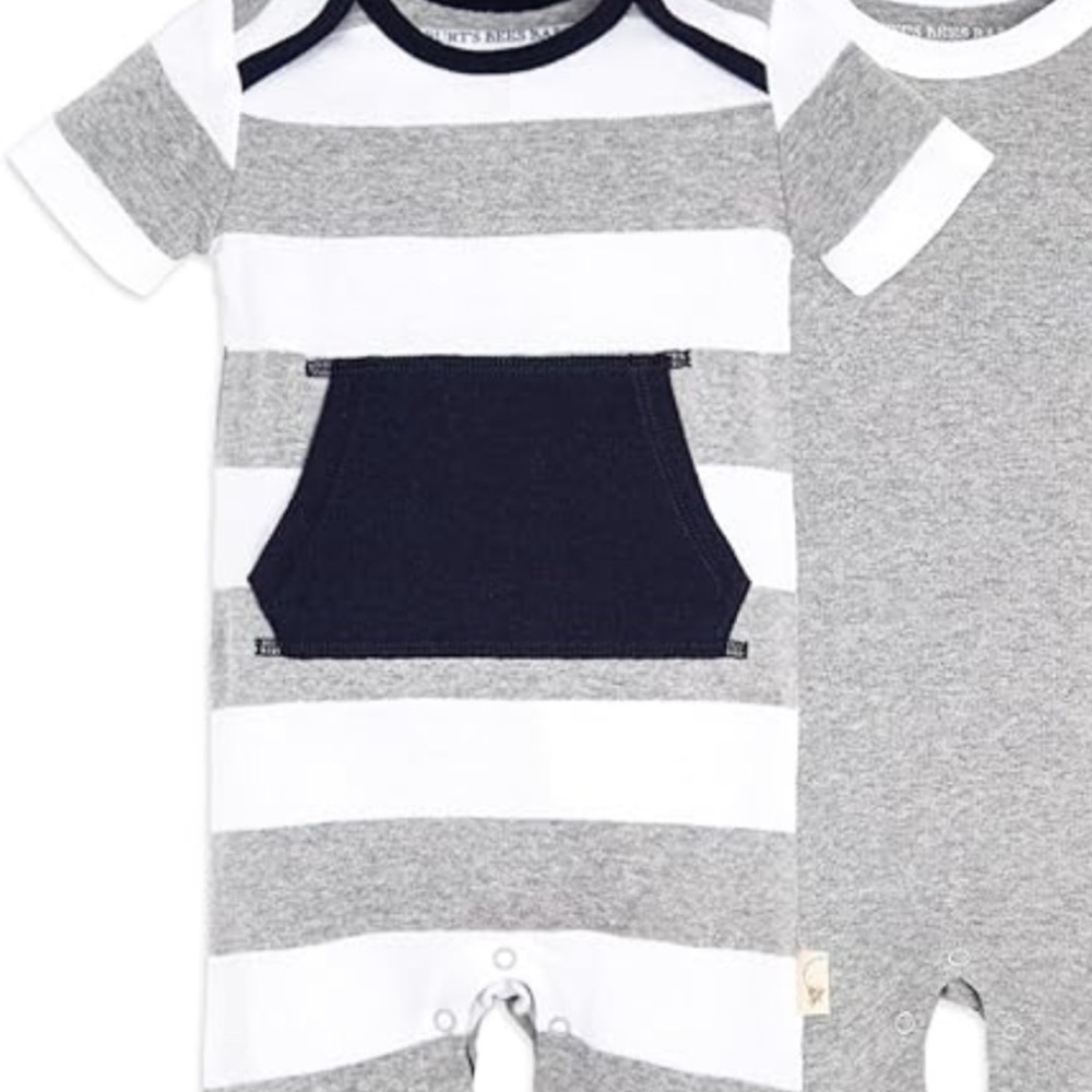 Burt's Bees Baby Gray and White Striped Romper (2)
